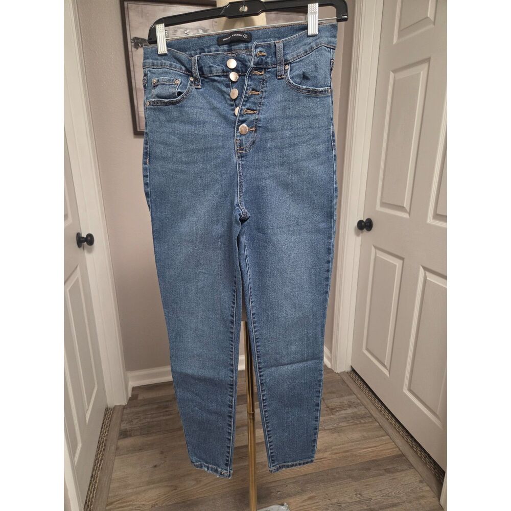 Truth & Theory Medium Wash High Waisted Ankle Skinny Jeans Size 6